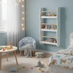 Bücherregal Kinderzimmer DREAMYCLOUD 43 x 80 cm weiss/natur