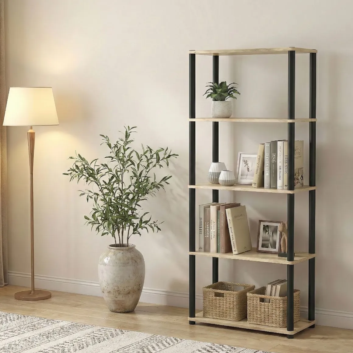 Bücherregal MANIFIC 60 x 30 x 146 cm braun/schwarz
