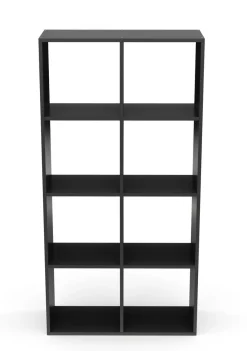 Bücherregal Raumteiler LIAM 8 Fächer 72 x 142 cm schwarz