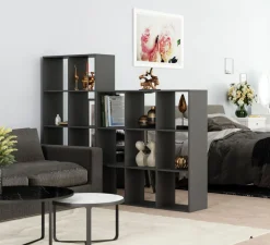 Bücherregal Raumteiler NOUR 9 Fächer 107 x 107 cm schwarz