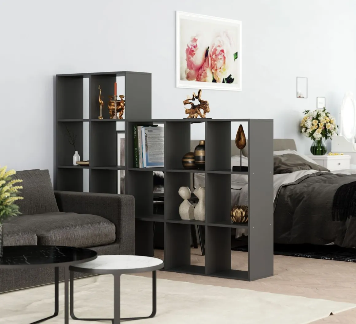 Bücherregal Raumteiler NOUR 9 Fächer 107 x 107 cm schwarz