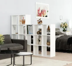 Bücherregal Raumteiler NOUR 9 Fächer 107 x 107 cm weiss