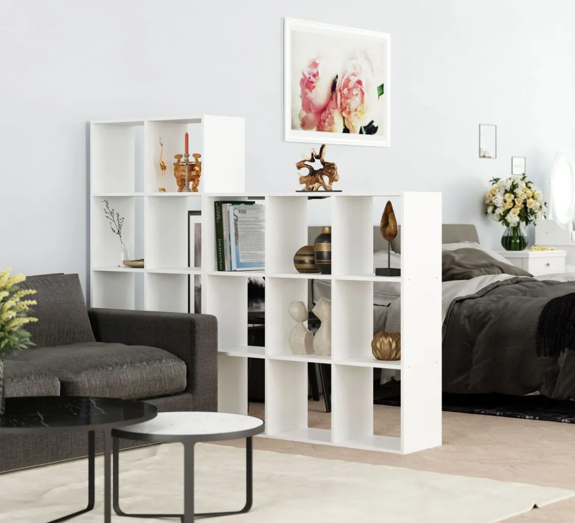 Bücherregal Raumteiler NOUR 9 Fächer 107 x 107 cm weiss