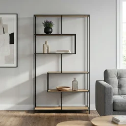 Bücherregal SEAFORD 117 x 185 cm braun/schwarz