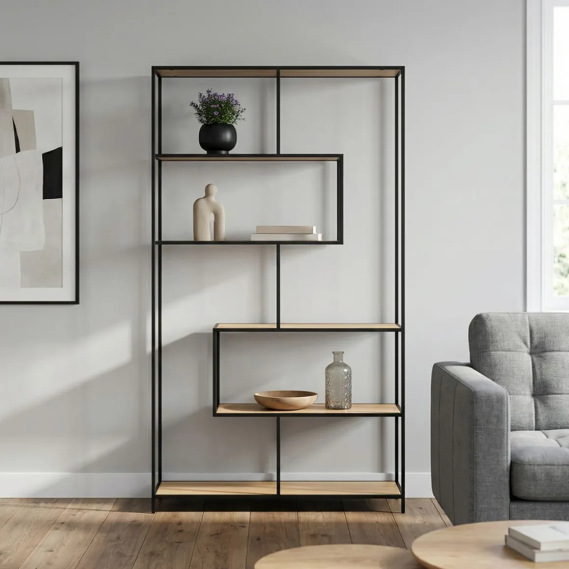 Bücherregal SEAFORD 117 x 185 cm braun/schwarz