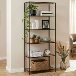 Bücherregal SEAFORD 77 x 185 cm braun/schwarz