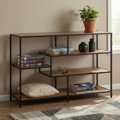 Bücherregal SEAFORD 117 x 78 cm braun/schwarz
