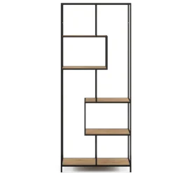 Bücherregal SEAFORD 77 x 185 cm braun/schwarz
