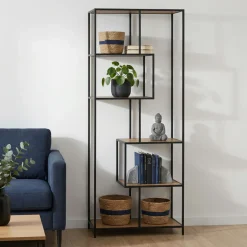 Bücherregal SEAFORD 77 x 185 cm braun/schwarz