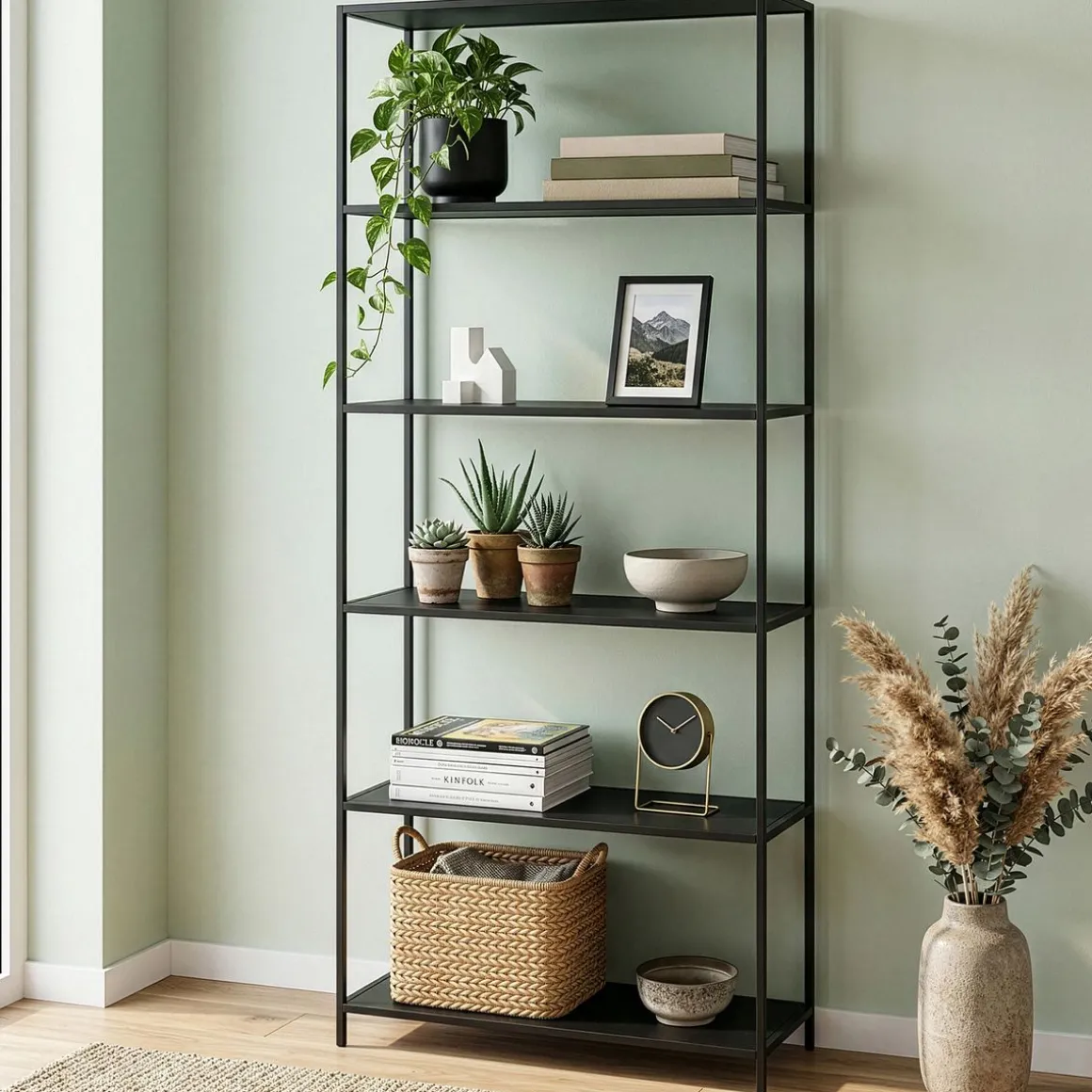 Bücherregal SEAFORD 77 x 185 cm schwarz | GONSER.CH