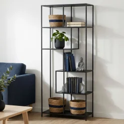 Bücherregal SEAFORD 77 x 185 cm schwarz