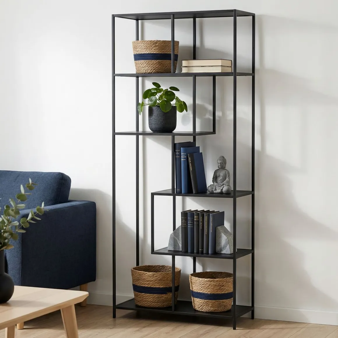 Bücherregal SEAFORD 77 x 185 cm schwarz