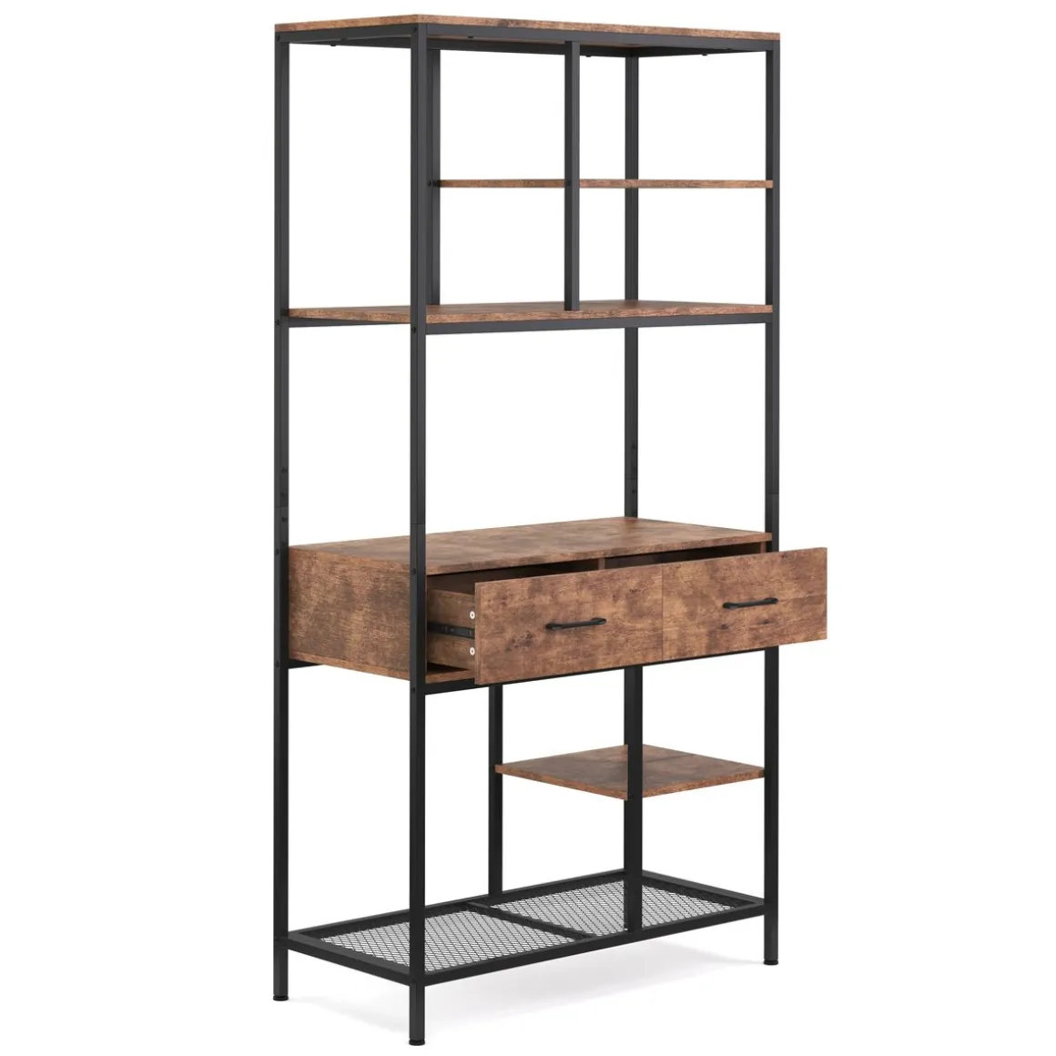 Bücherregal Vintage BONITA 2 Schubladen 90 x 180 cm