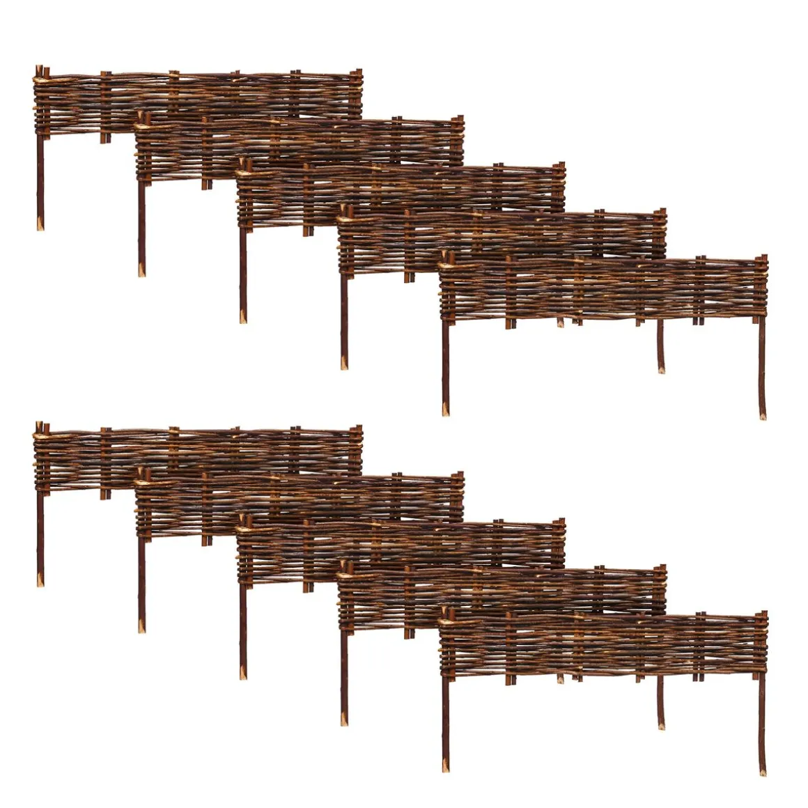 Beeteinfassung Weide geflochten 10er Set 60 x 10 cm