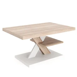 Beistelltisch AMADEO 90 x 60 x 45 cm hellbraun/weiss