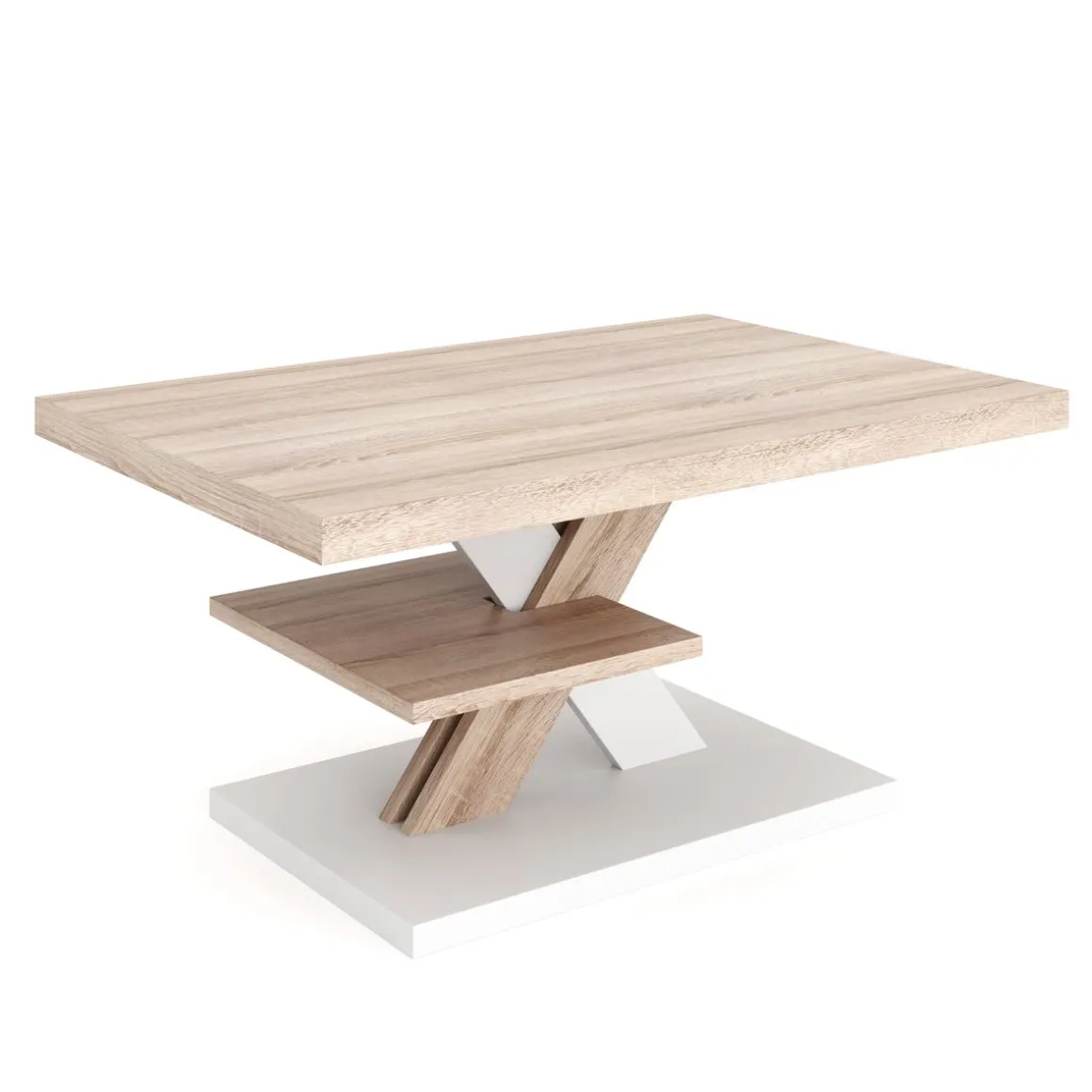 Beistelltisch AMADEO 90 x 60 x 45 cm hellbraun/weiss