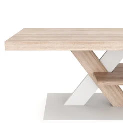 Beistelltisch AMADEO 90 x 60 x 45 cm hellbraun/weiss