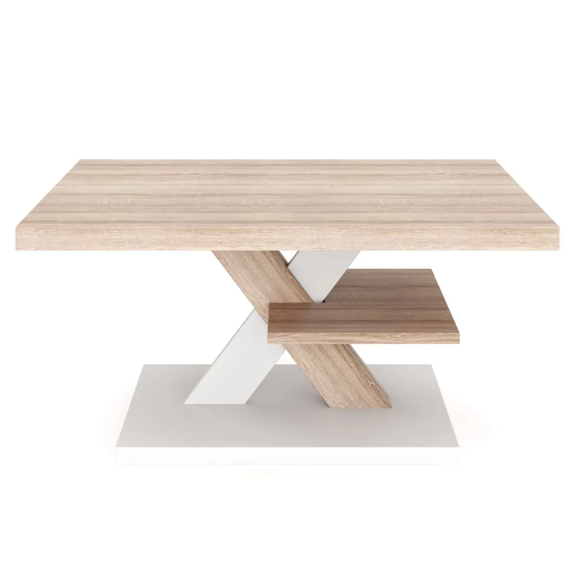 Beistelltisch AMADEO 90 x 60 x 45 cm hellbraun/weiss