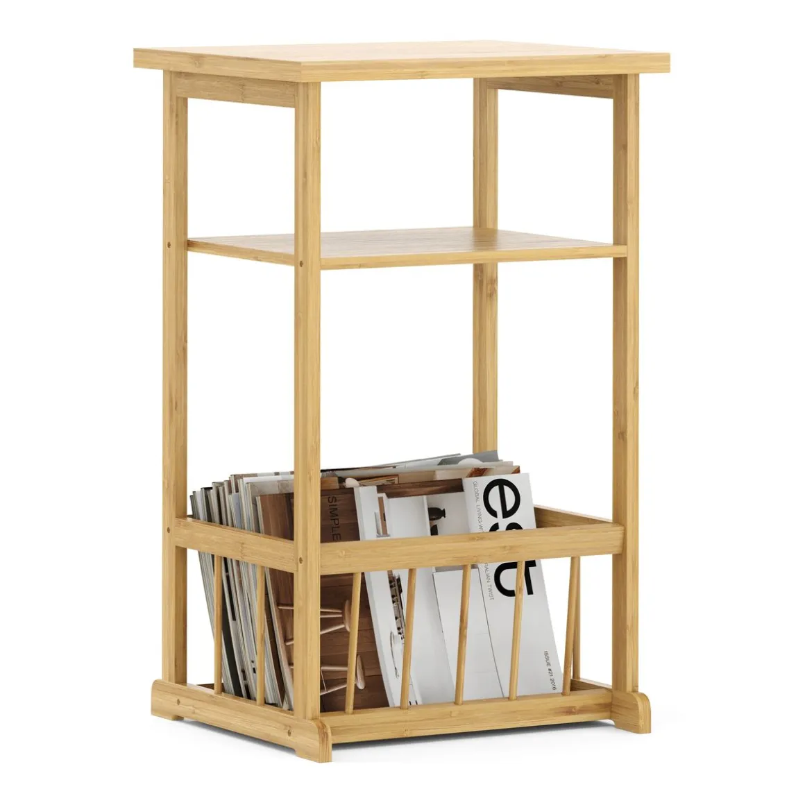 Beistelltisch Bambus mit Zeitungsablage 45 x 37 x 72 cm natur