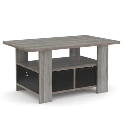 Beistelltisch BERNARDO 80 x 49 x 40 cm hellgrau/schwarz