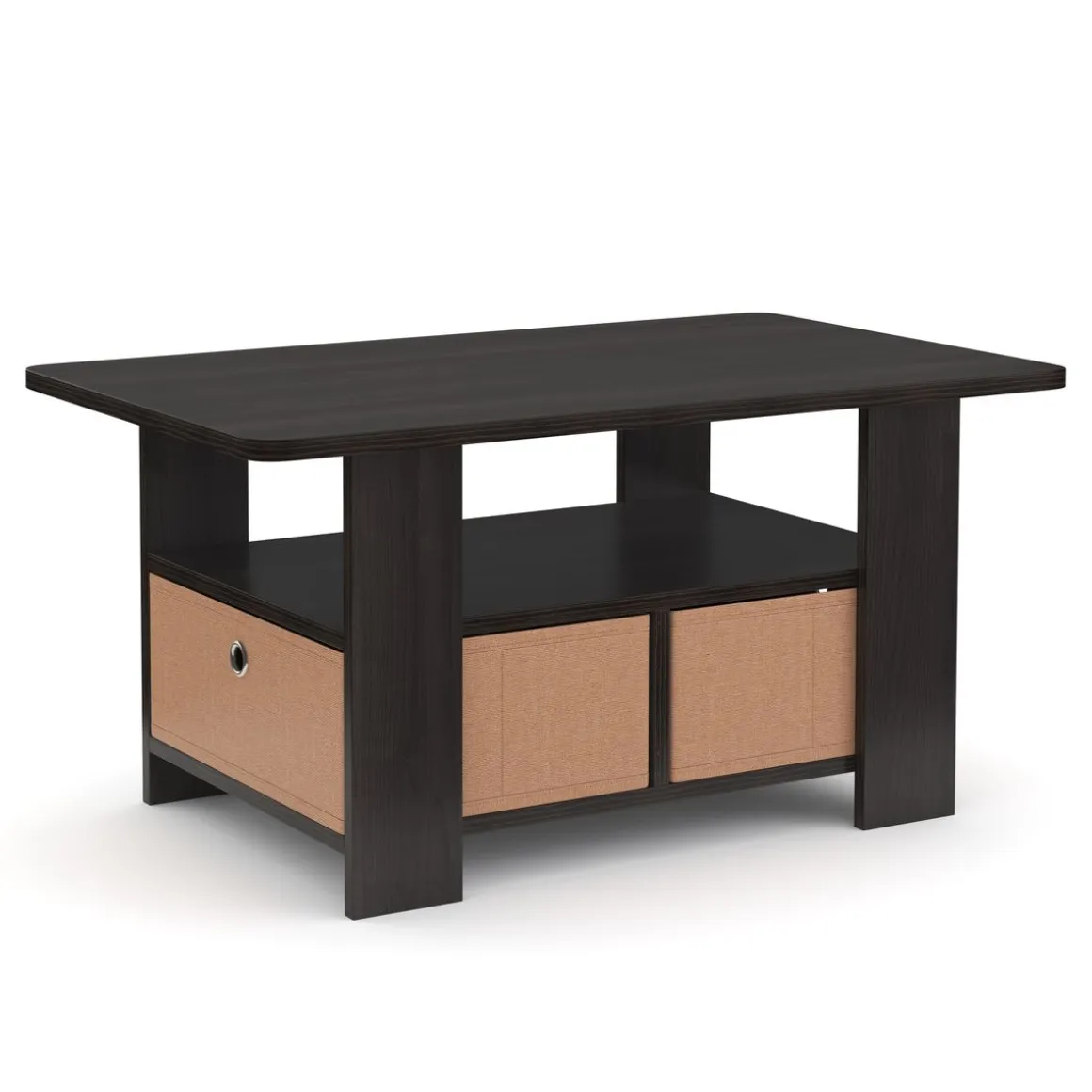 Beistelltisch BERNARDO 80 x 49 x 40 cm dunkelbraun/beige