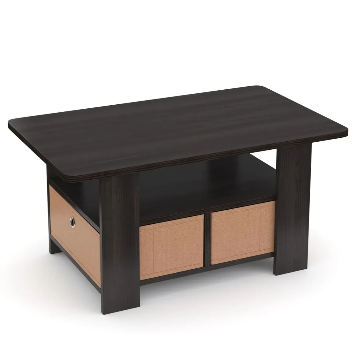 Beistelltisch BERNARDO 80 x 49 x 40 cm dunkelbraun/beige