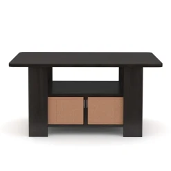 Beistelltisch BERNARDO 80 x 49 x 40 cm dunkelbraun/beige