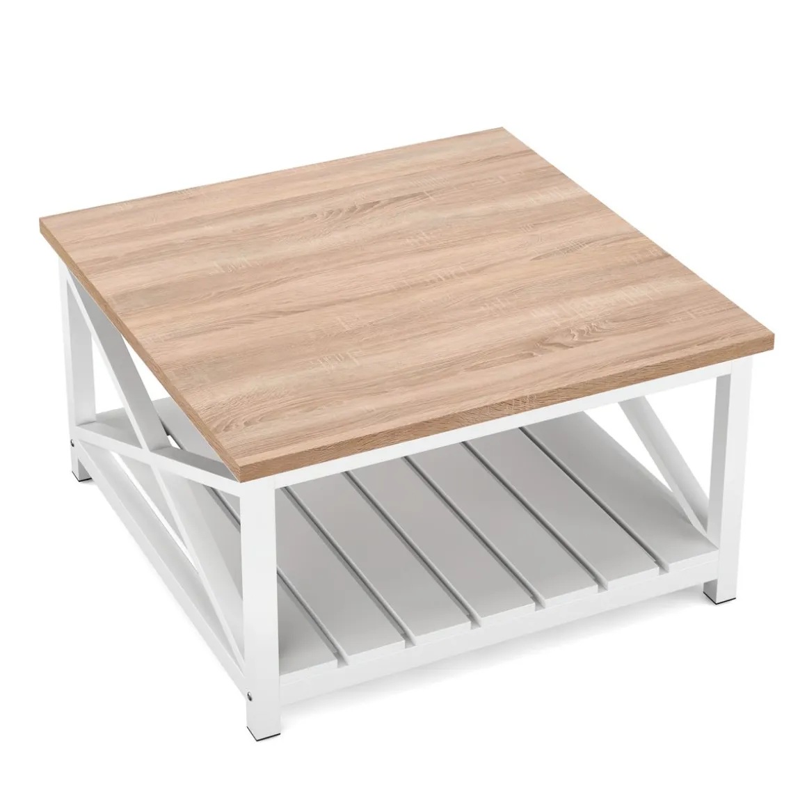 Beistelltisch BRAVON 79 x 79 x 45 cm weiss/braun