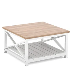 Beistelltisch BRAVON 79 x 79 x 45 cm weiss/braun