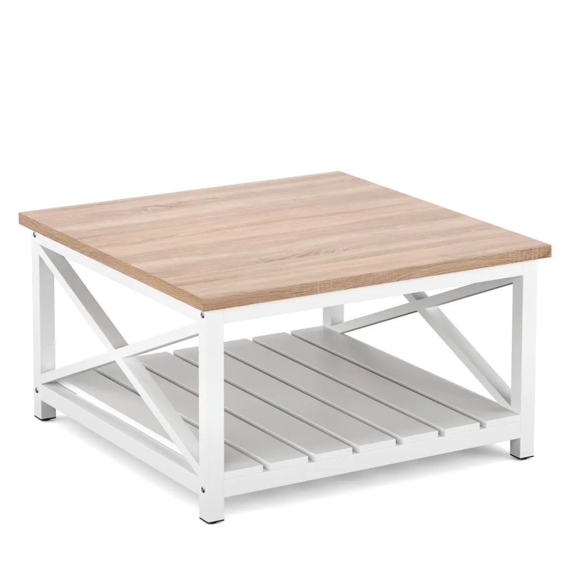 Beistelltisch BRAVON 79 x 79 x 45 cm weiss/braun