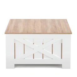 Beistelltisch BRAVON 80 x 80 x 45 cm weiss/braun