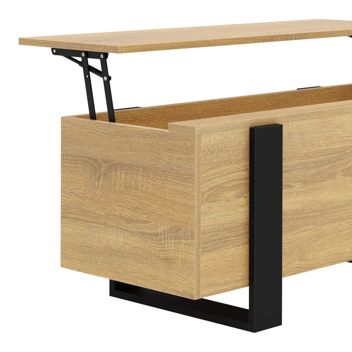 Beistelltisch CHELSEA mit Stauraum 98 x 50 x 40 cm hellbraun/schwarz