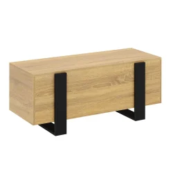 Beistelltisch CHELSEA mit Stauraum 98 x 50 x 40 cm hellbraun/schwarz
