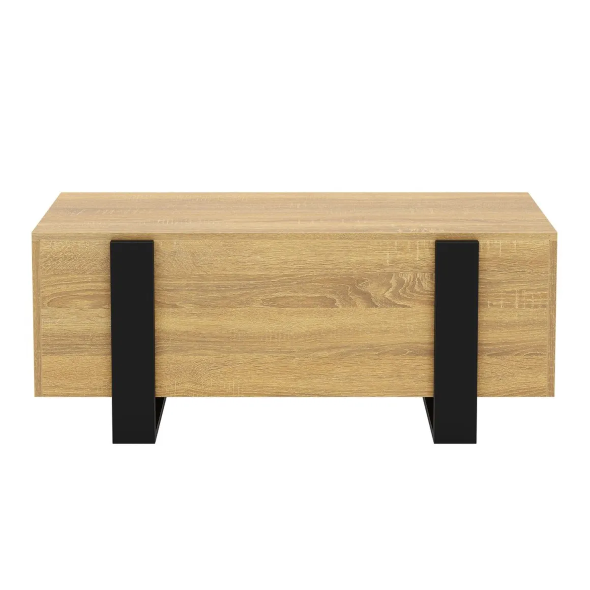 Beistelltisch CHELSEA mit Stauraum 98 x 50 x 40 cm hellbraun/schwarz