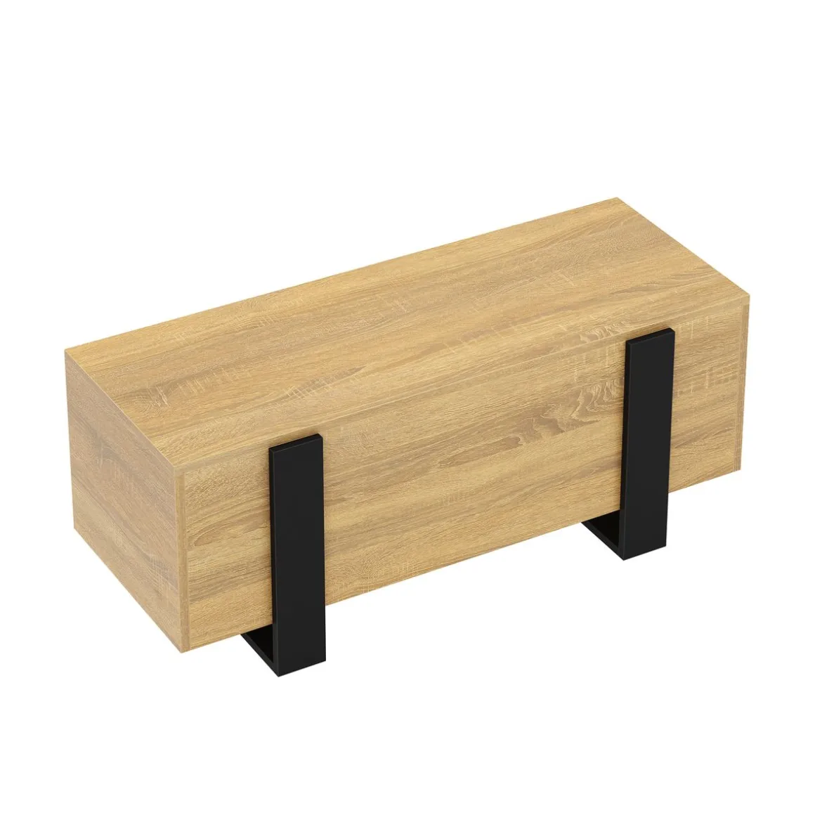Beistelltisch CHELSEA mit Stauraum 98 x 50 x 40 cm hellbraun/schwarz