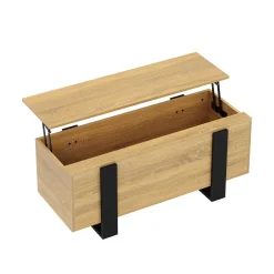 Beistelltisch CHELSEA mit Stauraum 98 x 50 x 40 cm hellbraun/schwarz