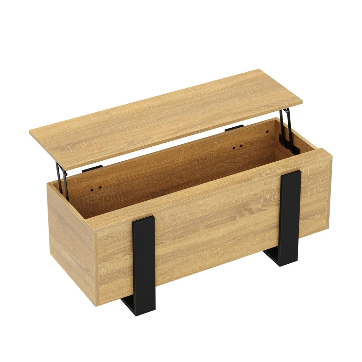 Beistelltisch CHELSEA mit Stauraum 98 x 50 x 40 cm hellbraun/schwarz