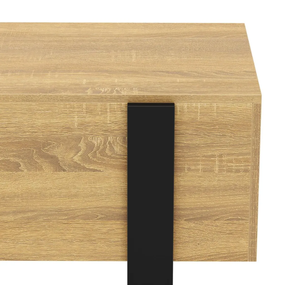 Beistelltisch CHELSEA mit Stauraum 98 x 50 x 40 cm hellbraun/schwarz