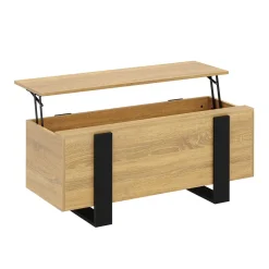 Beistelltisch CHELSEA mit Stauraum 98 x 50 x 40 cm hellbraun/schwarz