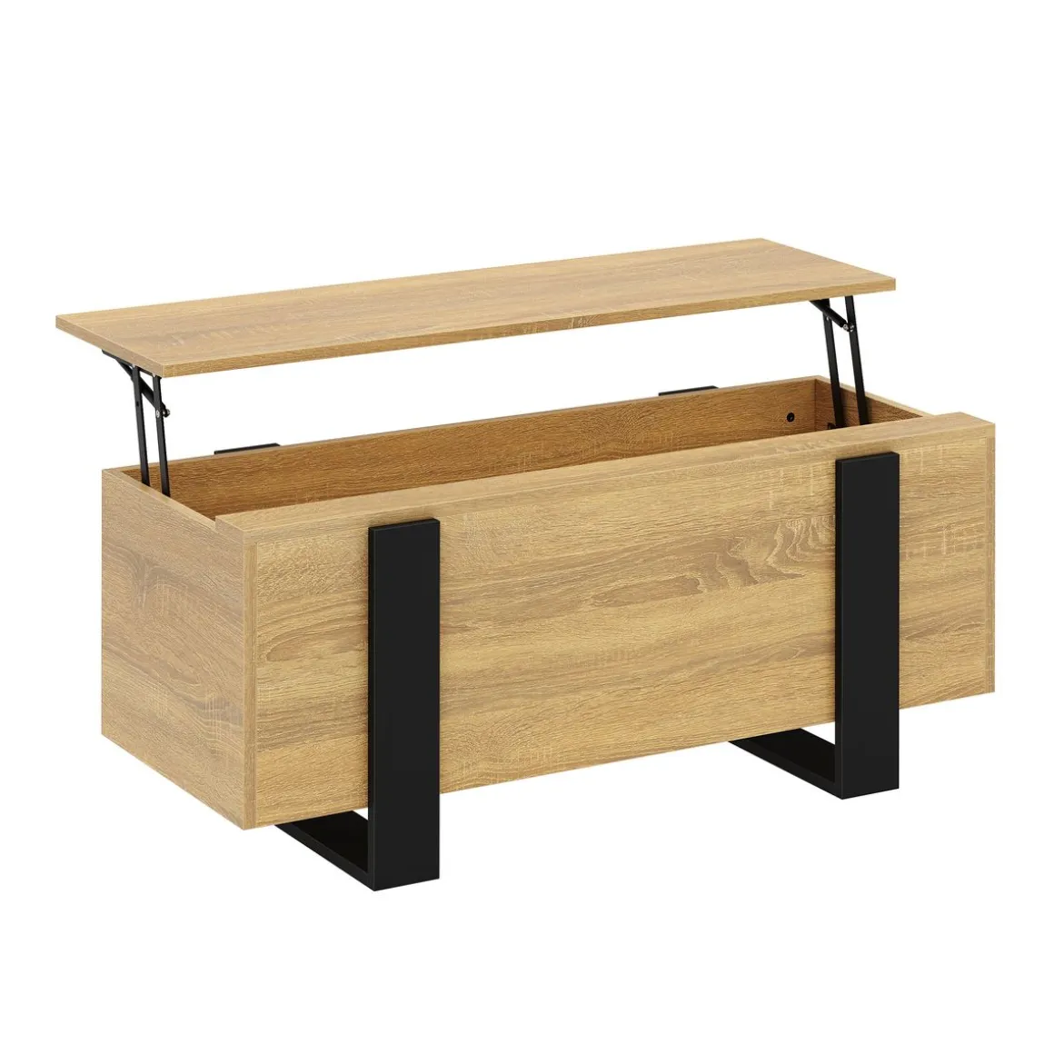 Beistelltisch CHELSEA mit Stauraum 98 x 50 x 40 cm hellbraun/schwarz