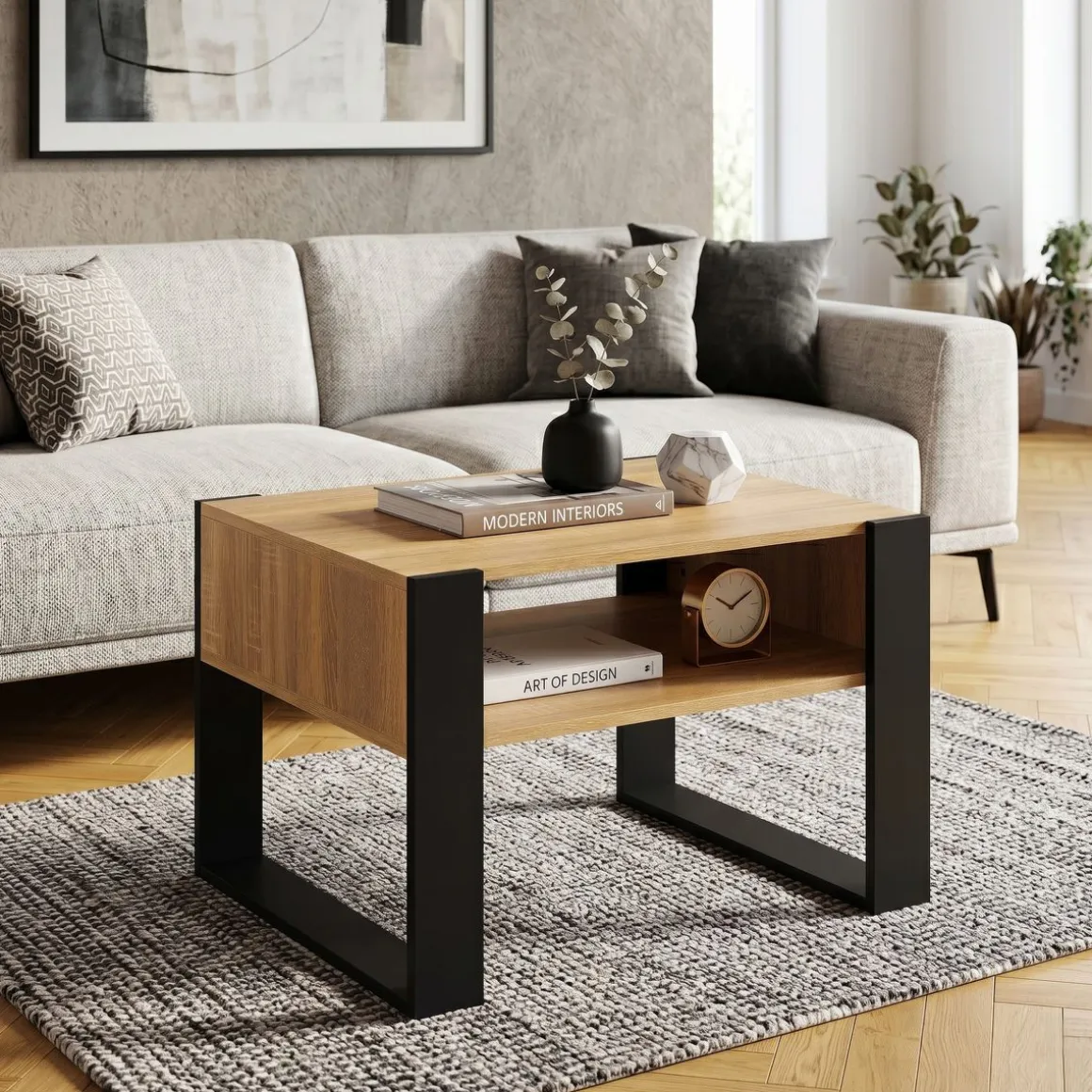 Beistelltisch CHELSEA 65 x 54 x 45 cm braun/schwarz