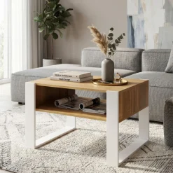 Beistelltisch CHELSEA 65 x 54 x 45 cm braun/weiss