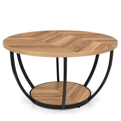 Beistelltisch COSINESS rund 80 x 44 cm braun/schwarz