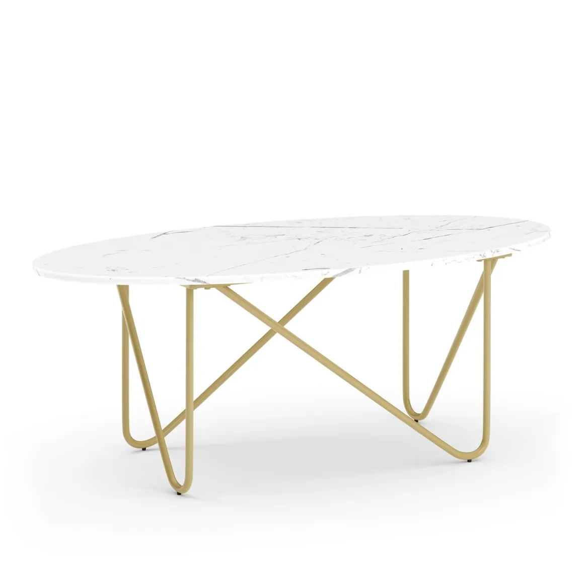 Beistelltisch COSTA 120 x 60 x 43 cm weiss/gold