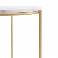 Beistelltisch ELMA rund 40 x 50 cm weiss/gold
