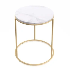Beistelltisch ELMA rund 40 x 50 cm weiss/gold