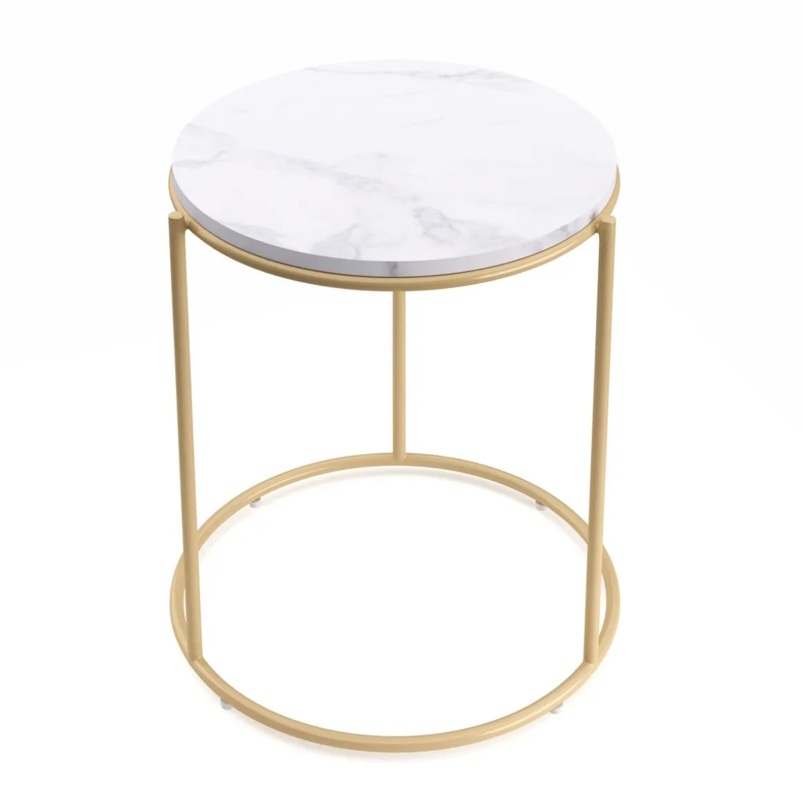 Beistelltisch ELMA rund 40 x 50 cm weiss/gold