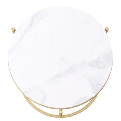 Beistelltisch ELMA rund 40 x 50 cm weiss/gold