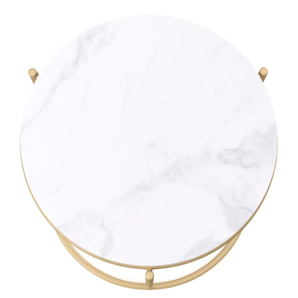 Beistelltisch ELMA rund 40 x 50 cm weiss/gold