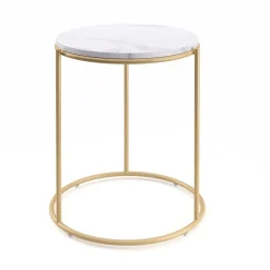 Beistelltisch ELMA rund 40 x 50 cm weiss/gold